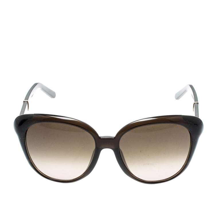 Pre Owned Chloe Greenish Brown/Greenish Brown Gradient CE648S Butterfly Sunglasses