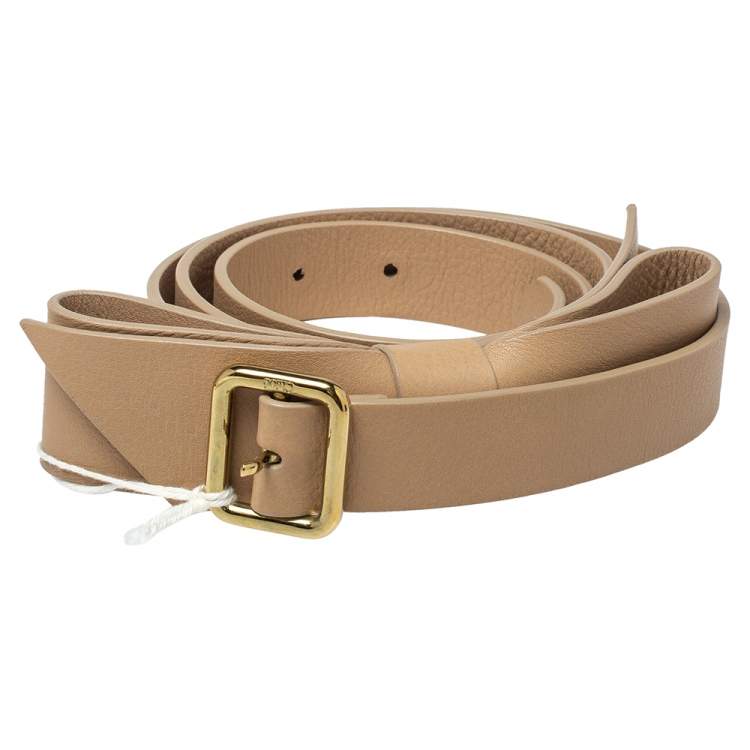 Pre Owned Chloe Beige Leather Bow Belt 90CM
