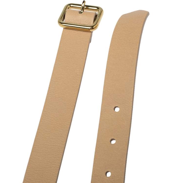 Pre Owned Chloe Beige Leather Bow Belt 90CM