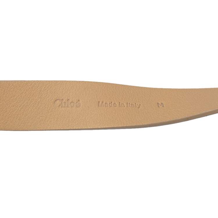 Pre Owned Chloe Beige Leather Bow Belt 90CM