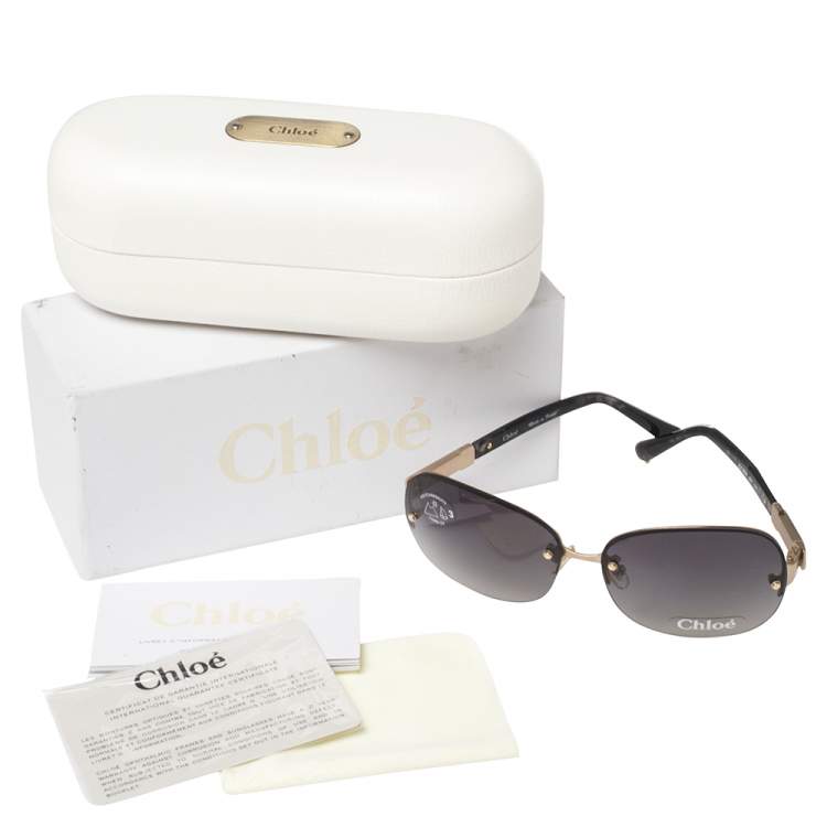 Pre Owned Chloe Black/Gold CL 2215 Gradient Rimless Sunglasses