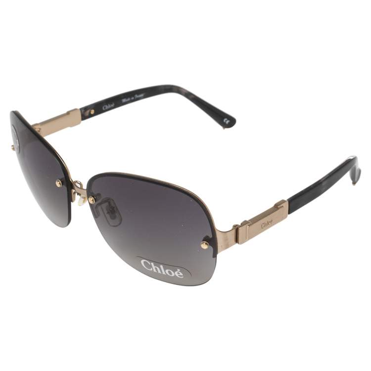 Pre Owned Chloe Black/Gold CL 2215 Gradient Rimless Sunglasses