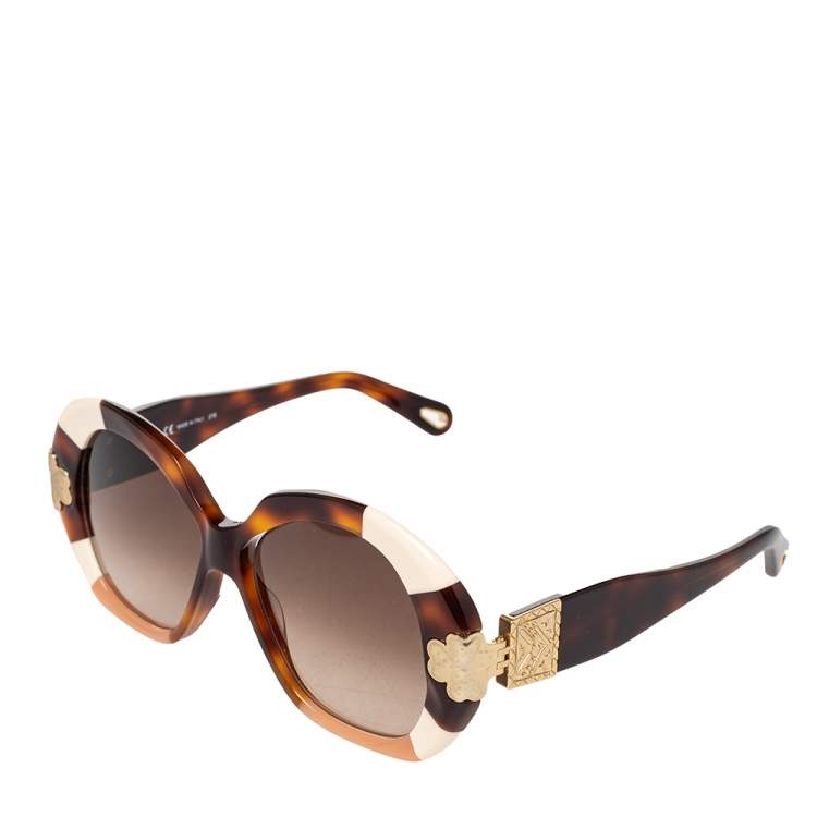 Pre Owned Chloe Brown CE743S Gradient Oversized Sunglasses