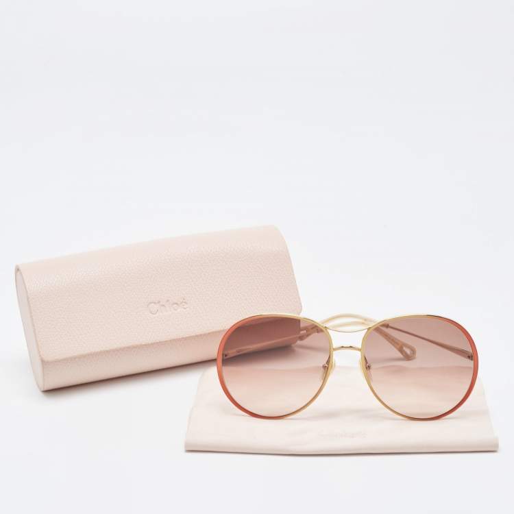 Pre Owned Chloe Brown Gradient CH0016S Aviator Sunglasses
