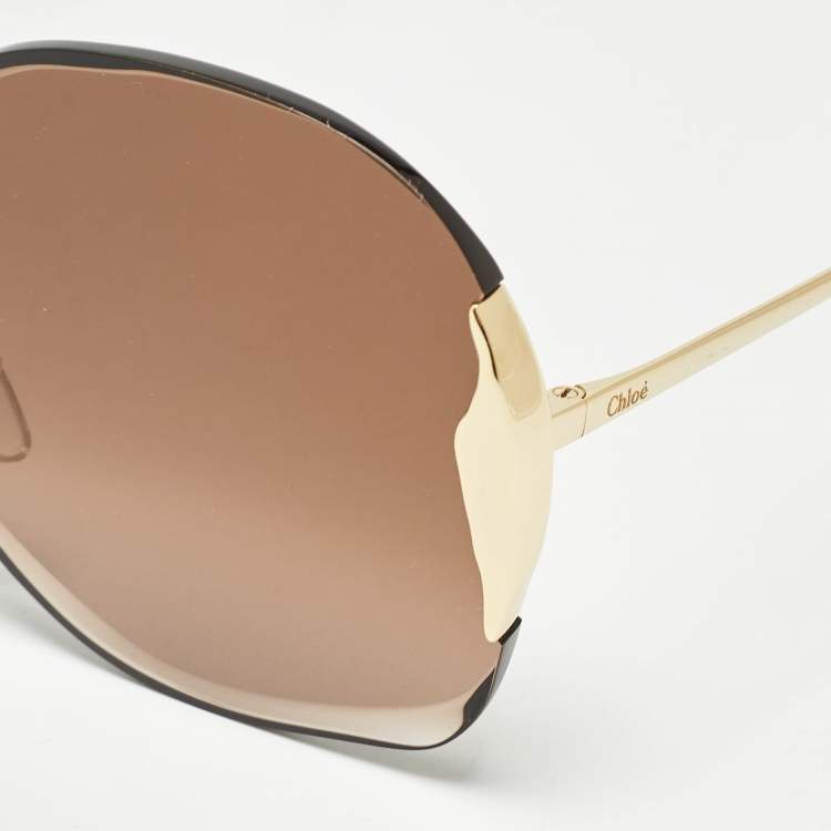 Pre Owned Chloé Brown Gradient CE162S Oversized Sunglasses