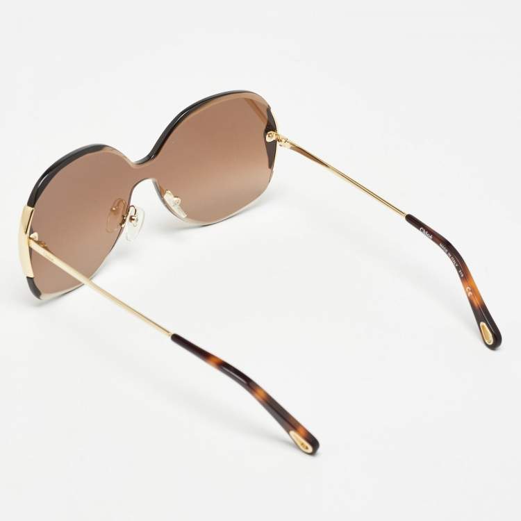 Pre Owned Chloé Brown Gradient CE162S Oversized Sunglasses