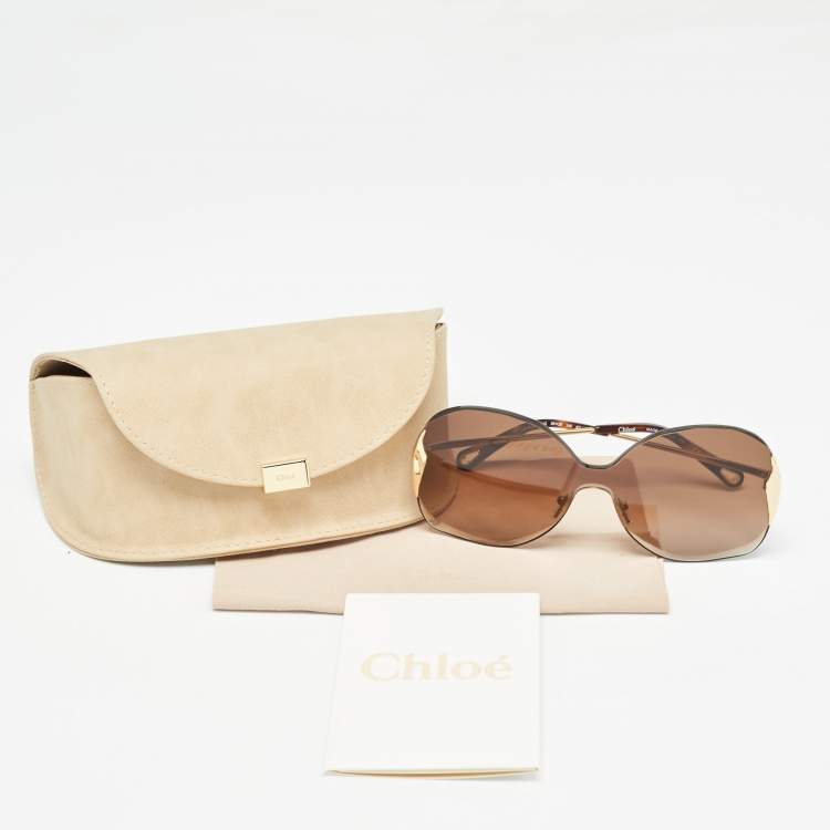 Pre Owned Chloé Brown Gradient CE162S Oversized Sunglasses