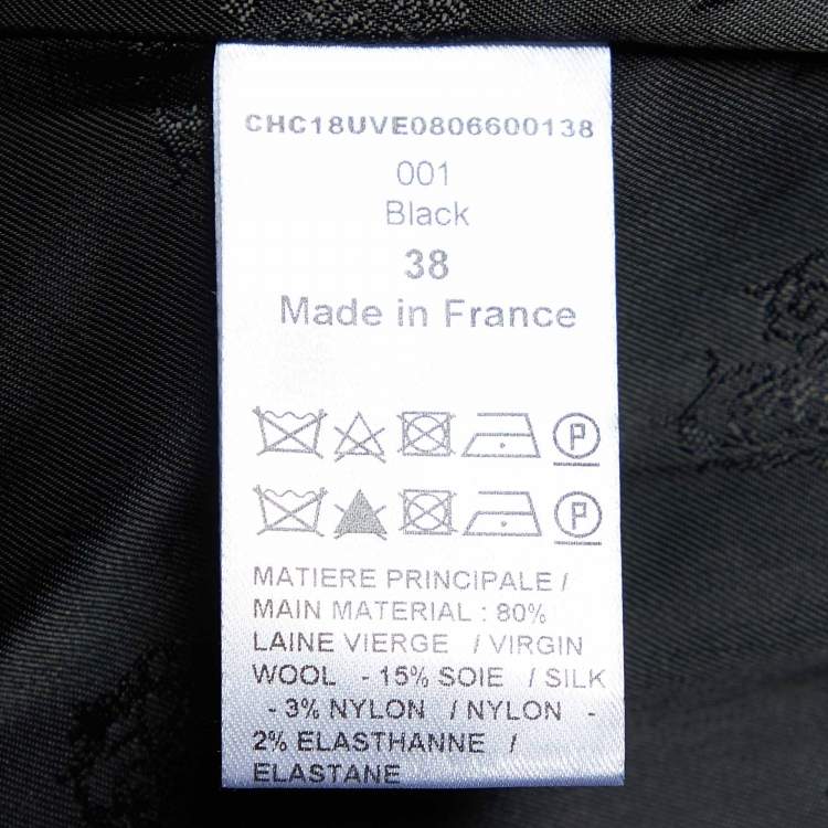 Pre Owned Chloe Black Wool Blend Front Open  Jacket M