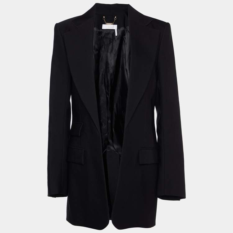 Pre Owned Chloe Black Wool Blend Front Open  Jacket M