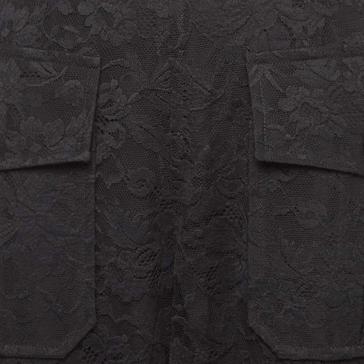 Pre Owned Chloe Black Floral Pattern Lace Sheer Trousers L