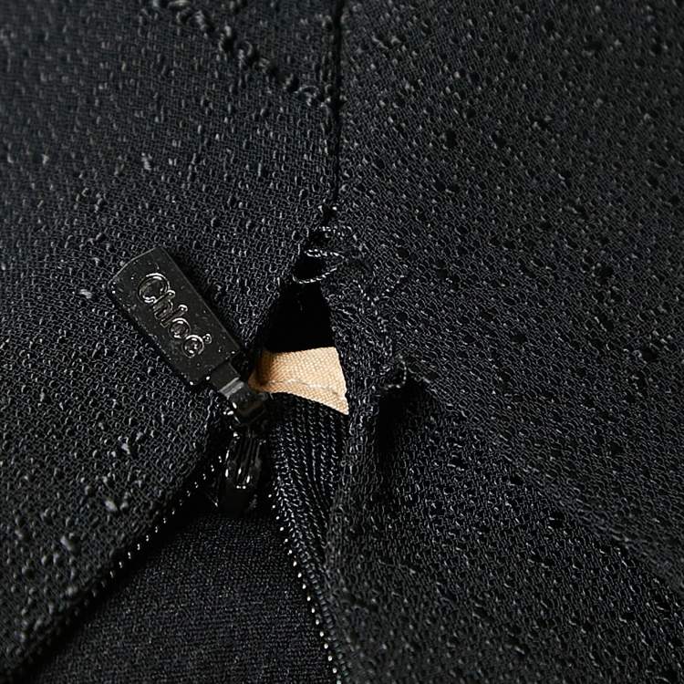 Pre Owned Chloe Black Textured Crepe Pleats Detail Trousers L