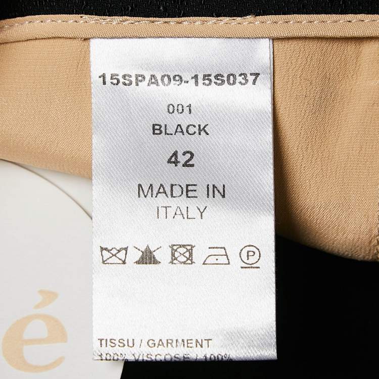 Pre Owned Chloe Black Textured Crepe Pleats Detail Trousers L