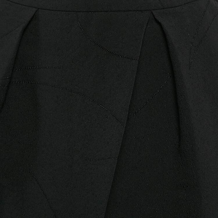 Pre Owned Chloe Black Textured Crepe Pleats Detail Trousers L