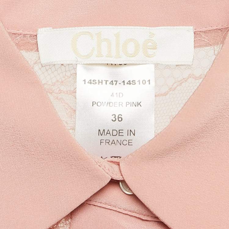 مملوكة مسبقًا Chloe Powder Pink Lace Full Sleeve Shirt S