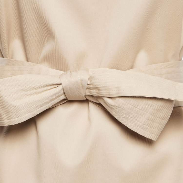 Pre Owned Chloe Sun Tan Brown Cotton Ruffled Belt Detail Sleeve Top S