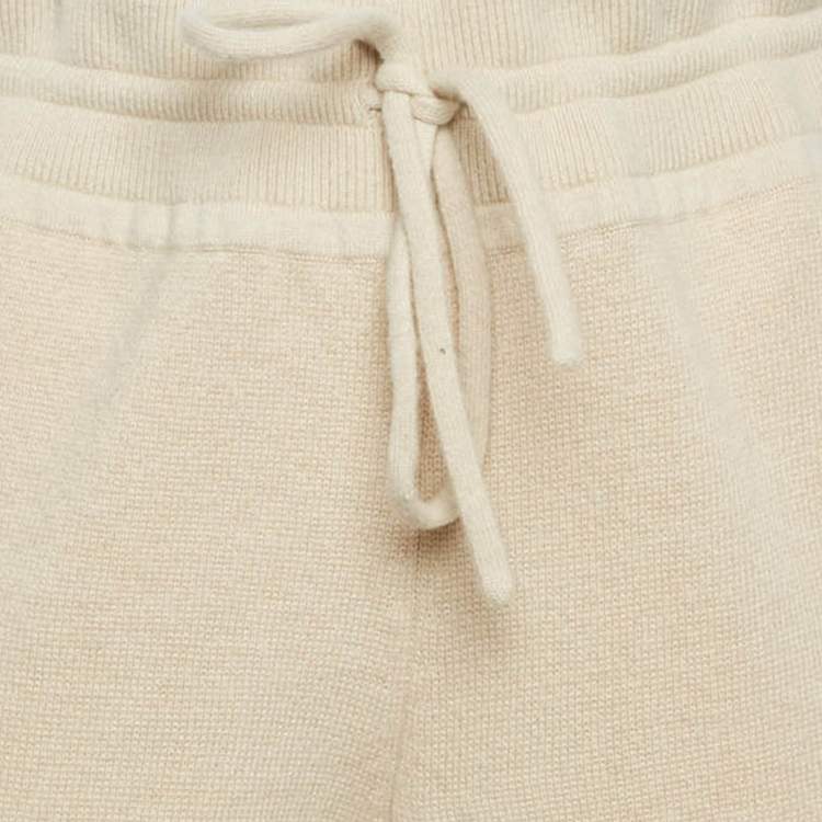 Pre Owned Chloe Beige Cashmere Knit Iconic Track Pants L