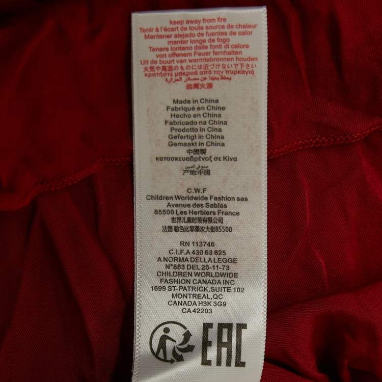 Pre Owned Chloe Red Crepe Ruffled Lace Overlay Top 10Yrs