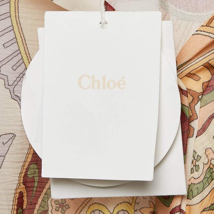 Pre Owned Chloe Beige Paisley Print Chiffon Silk Shirt L