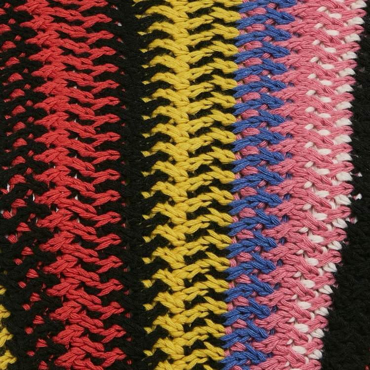 Pre Owned Chloe Multicolor Striped Crochet Fringed Sweater S