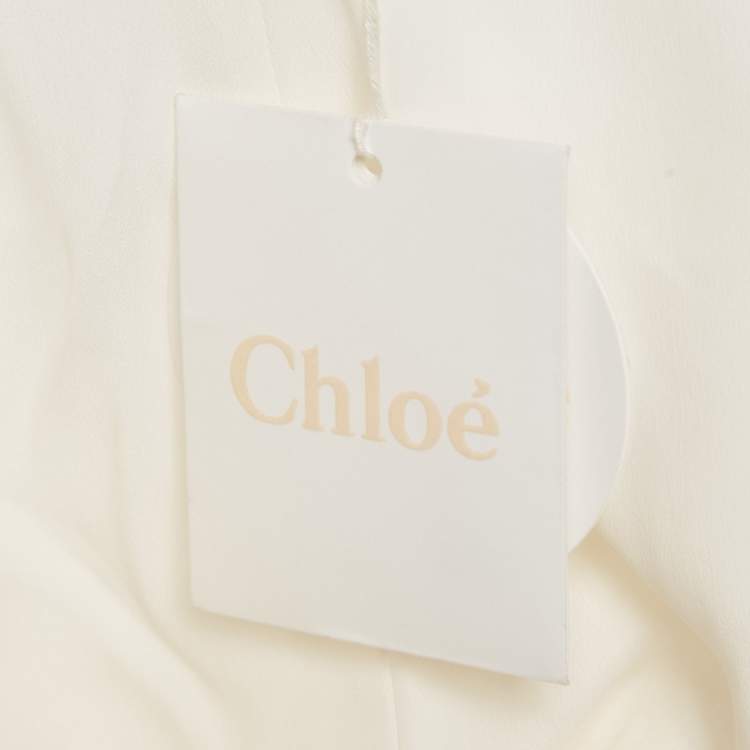 Pre Owned Chloé Milk White Crepe Oversized Pocket Detail Trousers M