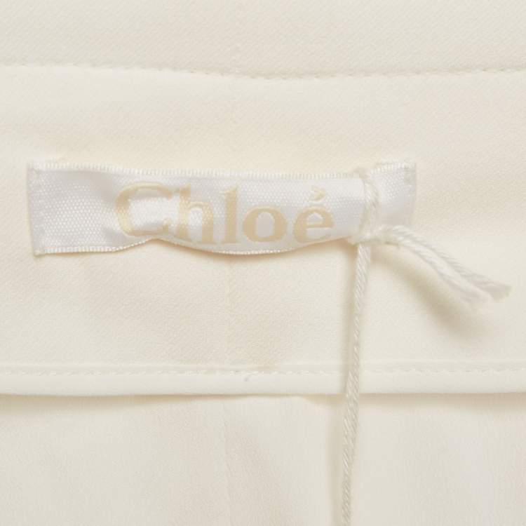 Pre Owned Chloé Milk White Crepe Oversized Pocket Detail Trousers M
