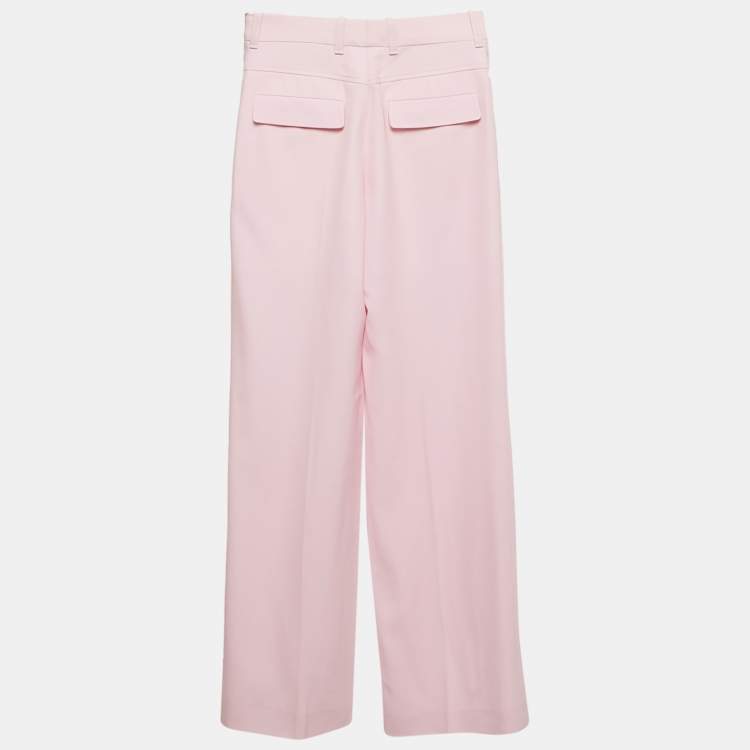 Pre Owned Chloé Sweet Lilac Wool Straight Leg Trousers S
