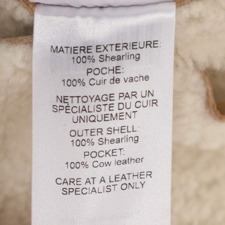 Pre Owned Chloé Beige Shearling and Leather Zip Jacket S