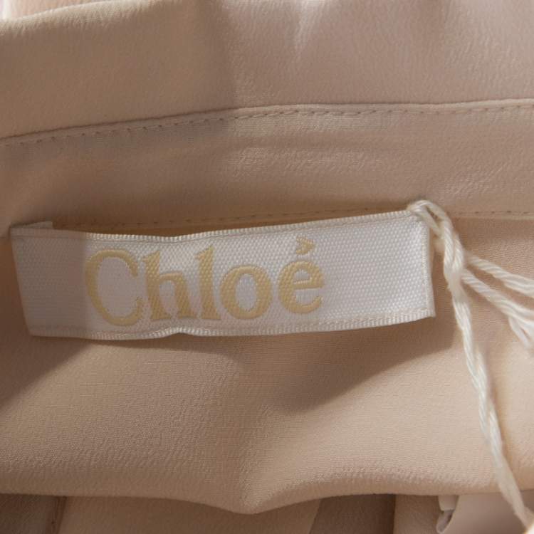 Pre Owned Chloe Dusty Pink Silk Ruffled Long Sleeve Blouse L