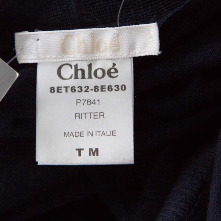 Pre Owned Chloe Navy Blue Cashmere Front Tie Sleeveless Vest M 