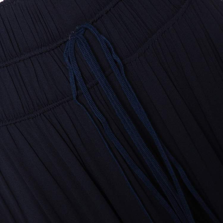 Pre Owned Chloe Navy Blue Crepe Gathered Wide Leg Pants M