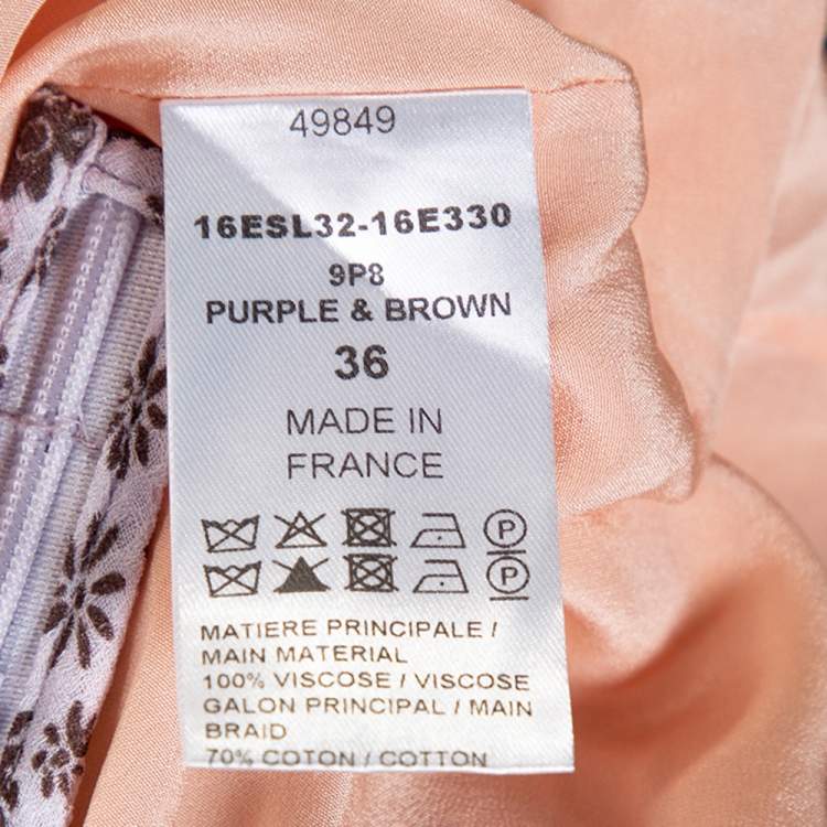 Pre Owned Chloe Purple & Brown Floral Print Crepe Jumpsuit S
