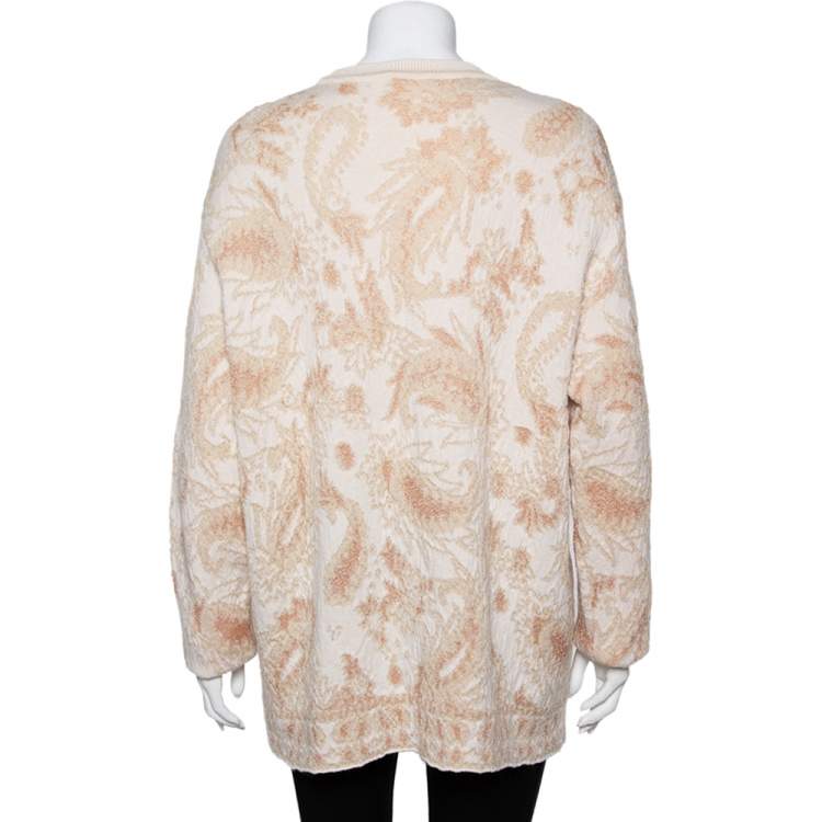 Pre Owned Chloe Beige Lurex Wool & Mohair Oversized Sweater M