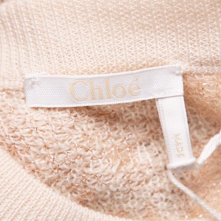 Pre Owned Chloe Beige Lurex Wool & Mohair Oversized Sweater M
