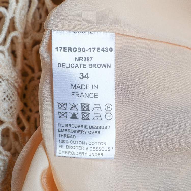 Pre Owned Chloe Delicate Brown Floral Guipure Lace Sleeveless Shift Dress S