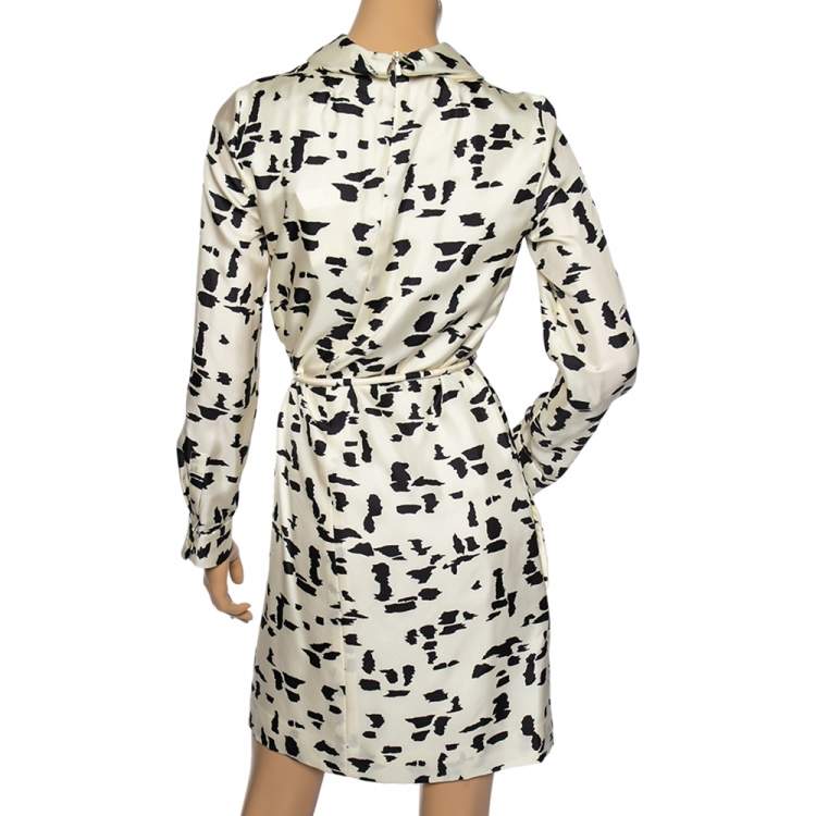 Pre Owned Chloe Naturel Printed Silk Pleated Front Detail Short Dress M