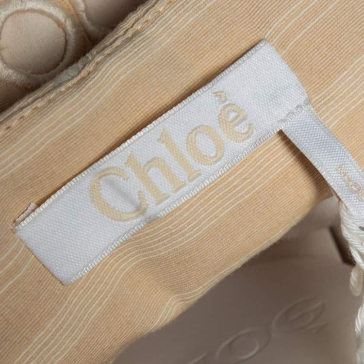 Pre Owned Chloe Beige Guipure Lace Pleated Midi Skirt S