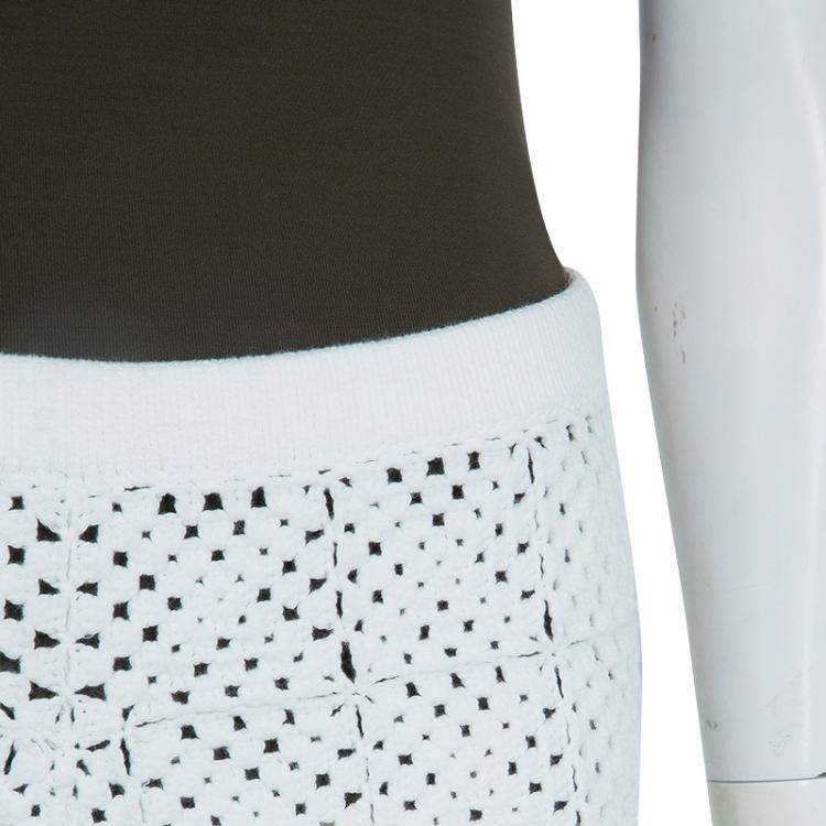 Pre Owned Chloe White Crochet Knit Skirt M