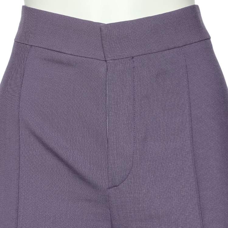 مملوكة مسبقًا Chloe Shadow Purple Wool Flared Leg Trousers M