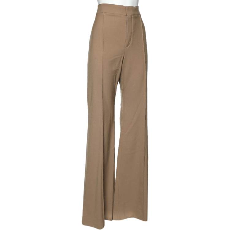 Pre Owned Chloe Brown Wool Flared Leg Trousers L