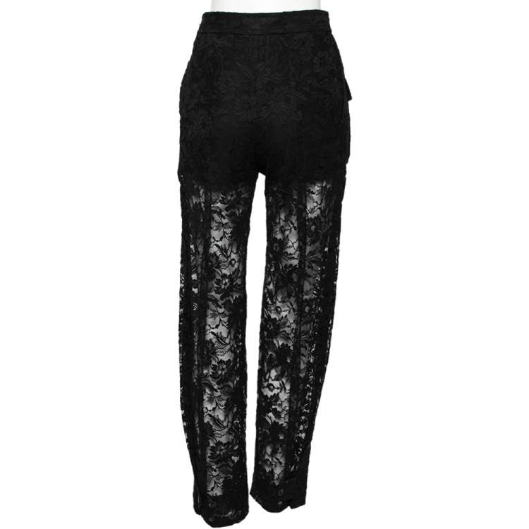 Pre Owned Chloe Black Sheer Lace Cargo Trousers S