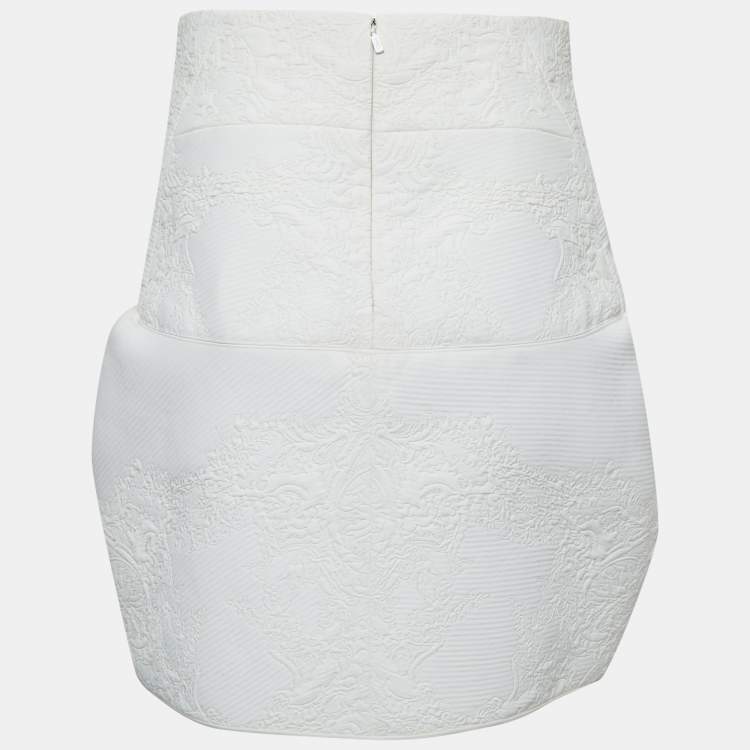 Pre Owned Chloe Iconic Milk Jacquard Gathered Mini Skirt M