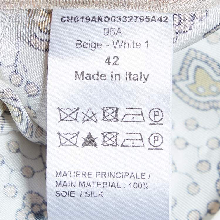 Pre Owned Chloe Beige Printed Silk Patchwork Detail Sleeveless Midi Dress L