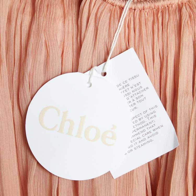 Pre Owned Chloe Pink Silk Chiffon Maxi Skirt S