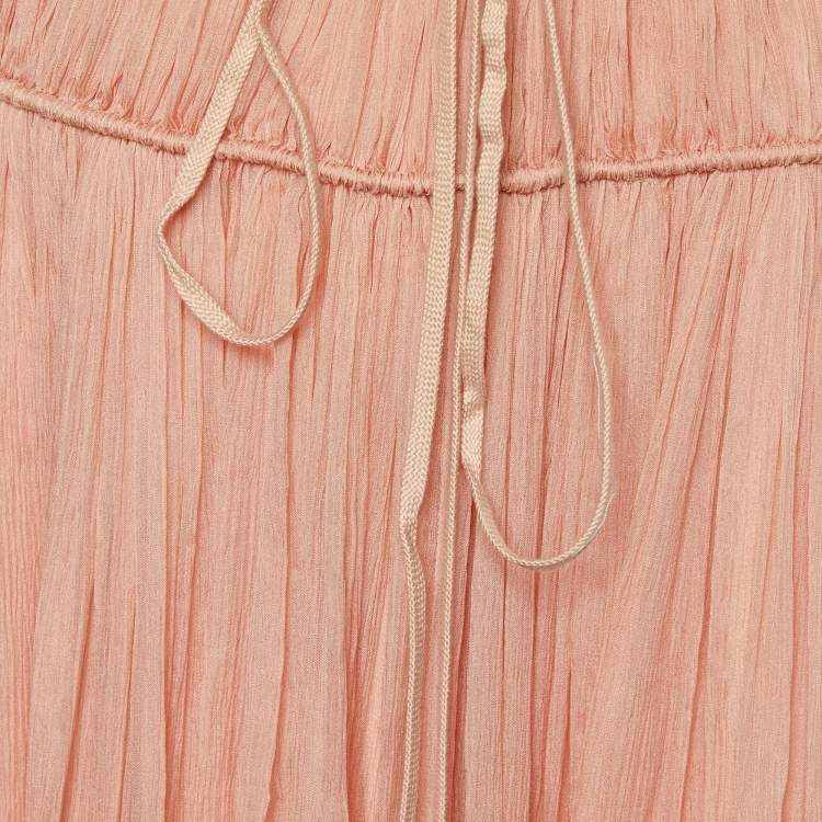 Pre Owned Chloe Pink Silk Chiffon Maxi Skirt S