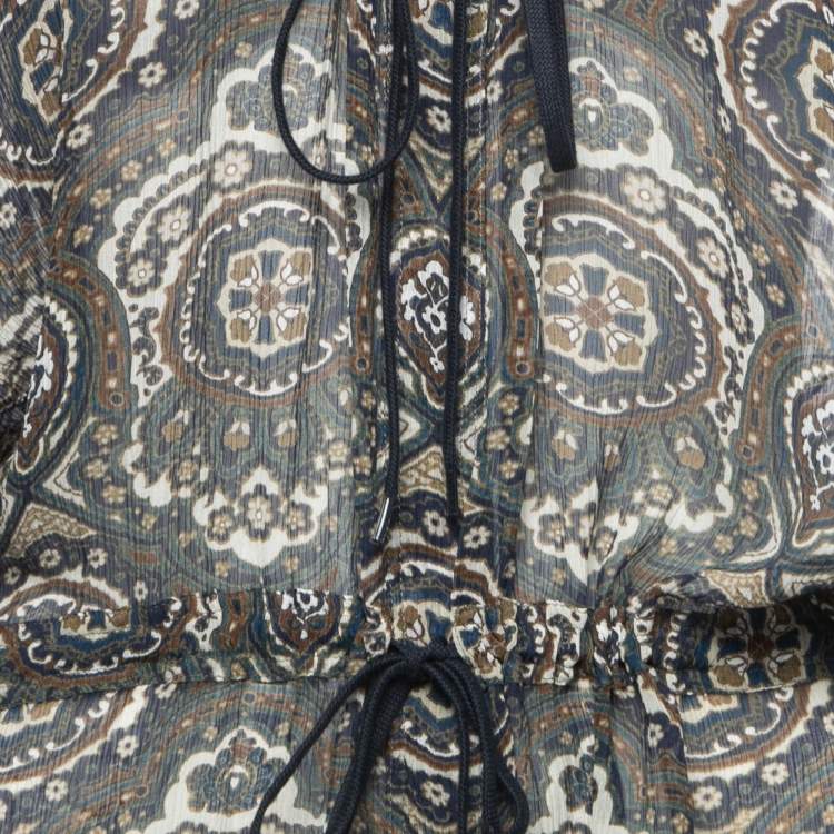 Pre Owned Chloe Multicolor Paisley Printed Chiffon Drawstring Blouse M