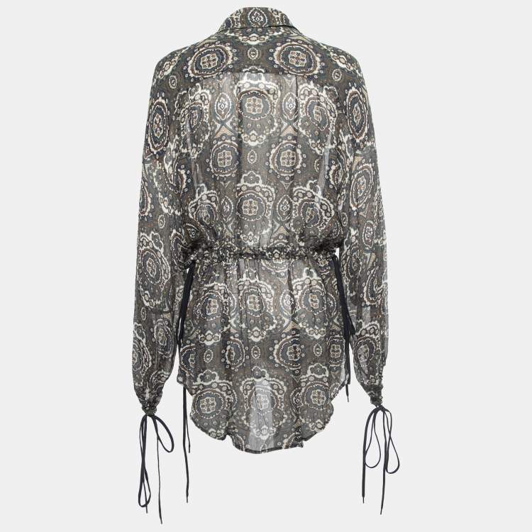 Pre Owned Chloe Multicolor Paisley Printed Chiffon Drawstring Blouse M