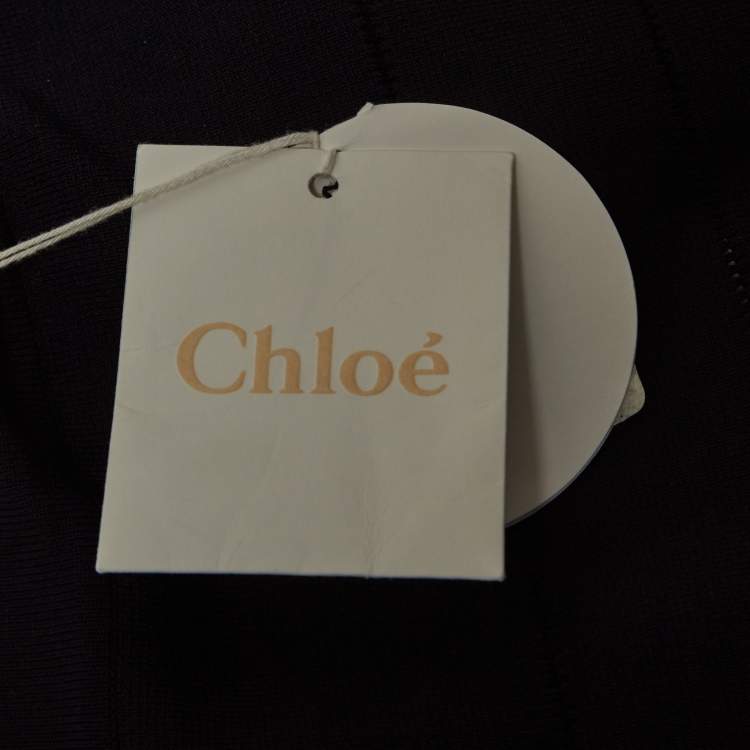 Pre Owned Chloe Navy Blue Scalloped Knit Mini Skirt L
