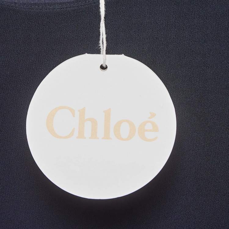 Pre Owned Chloe Navy Blue Crepe Tie-Up Detail Anthraci Robe Dress S
