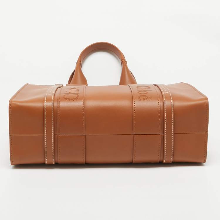 Pre Owned Chloe Caramel Leather Medium Woody Tote
