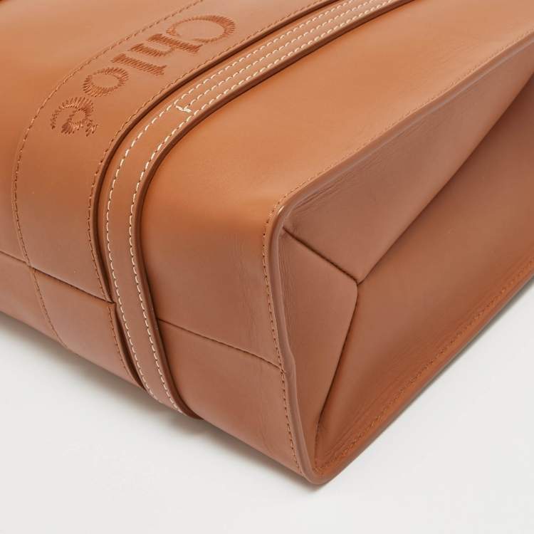 Pre Owned Chloe Caramel Leather Medium Woody Tote